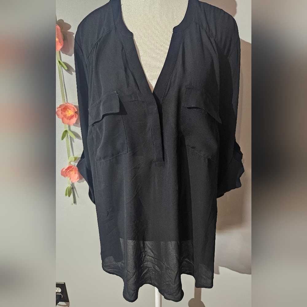 Harper 3/4 Sleeve Georgette Blouse Plus Size 3X
